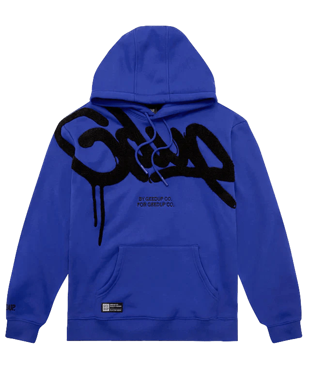 Black and 2025 royal blue hoodie