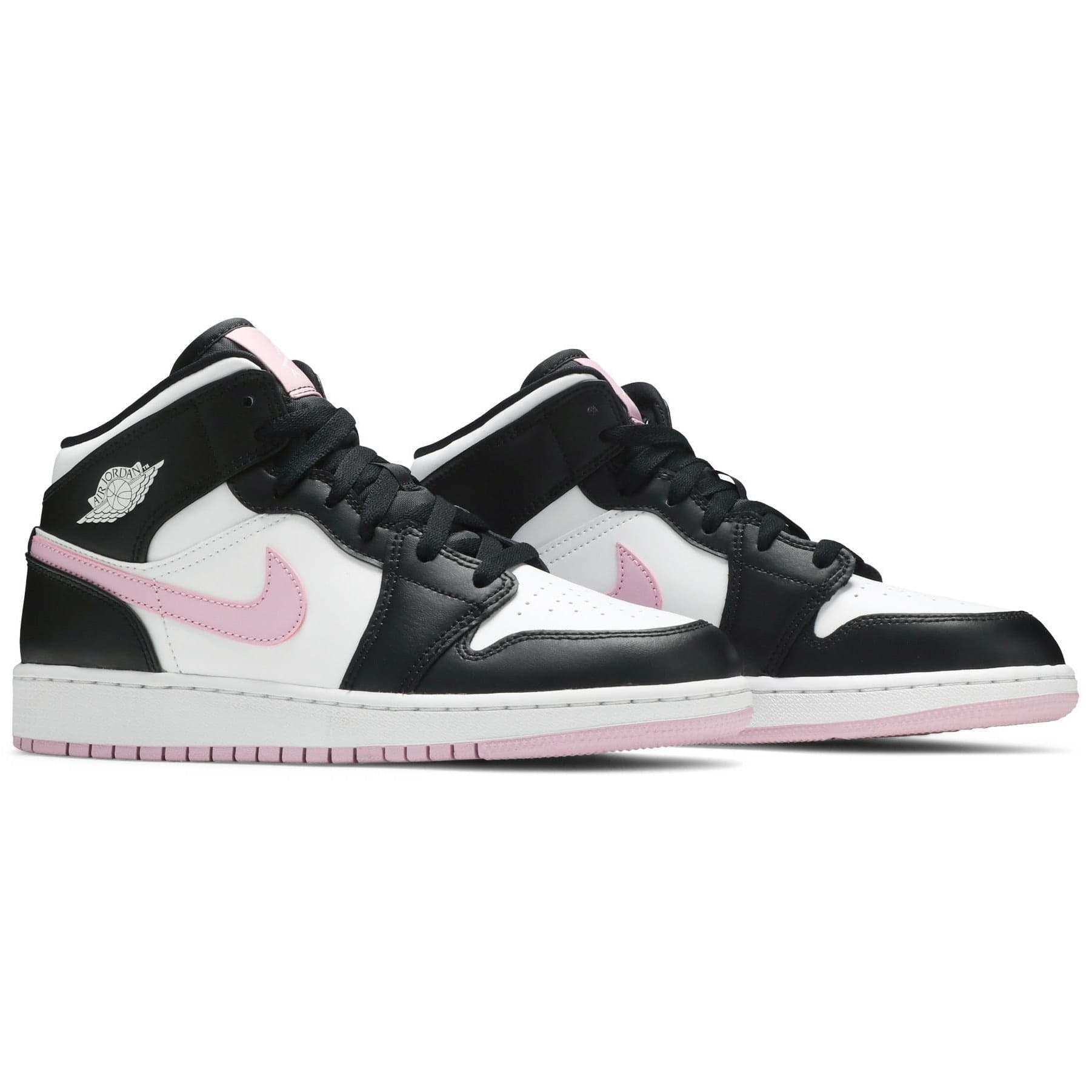 Nike Air Jordan 1 Mid White Black Light Arctic Pink (GS) Women's